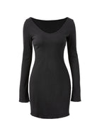 Simple Knitted Long Sleeve Mini Dress Mini Dresses