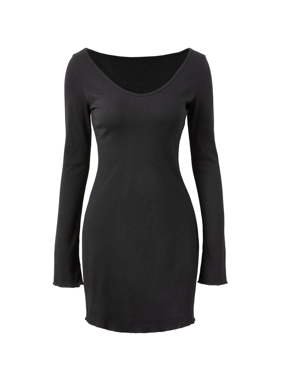Simple Knitted Long Sleeve Mini Dress Mini Dresses