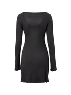 Simple Knitted Long Sleeve Mini Dress Mini Dresses