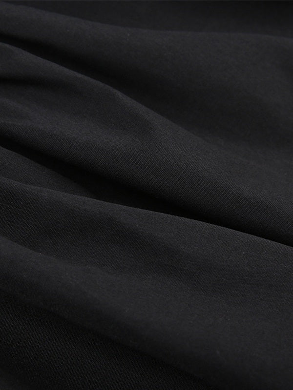 Corset Detail Black Long Sleeve Mini Dress Mini Dresses
