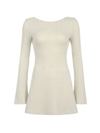 Backless Knitted Long Sleeve Mini Dress Mini Dresses