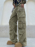 Multi Pockets Vintage Baggy Cargo Jeans Green / M Cargo Jeans