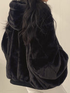 Reversible Oversize Fleece Hooded Jacket Jacket