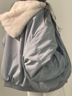 Reversible Oversize Fleece Hooded Jacket Jacket