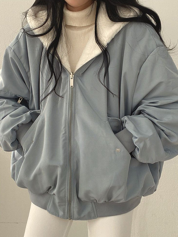 Reversible Oversize Fleece Hooded Jacket Blue / S Jacket Main image