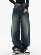 Dark Wash Vintage Baggy Boyfriend Jeans Boyfriend Jeans
