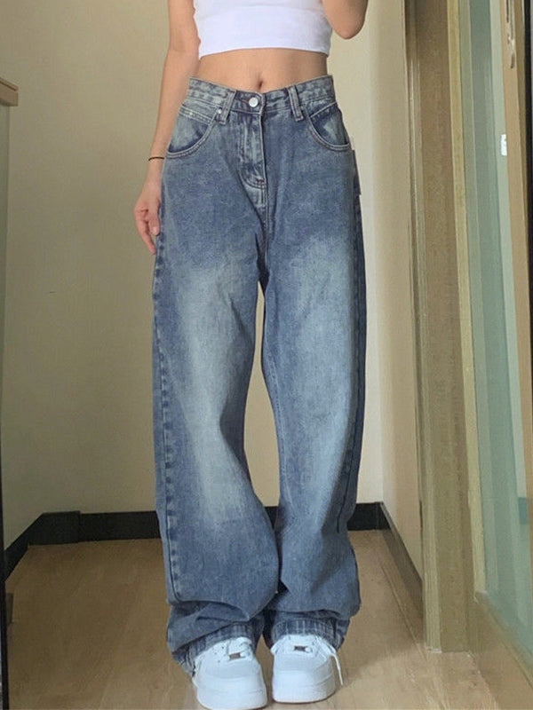 Pocket Design Blue Wash Boyfriend Jeans Blue / S Boyfriend Jeans Main image