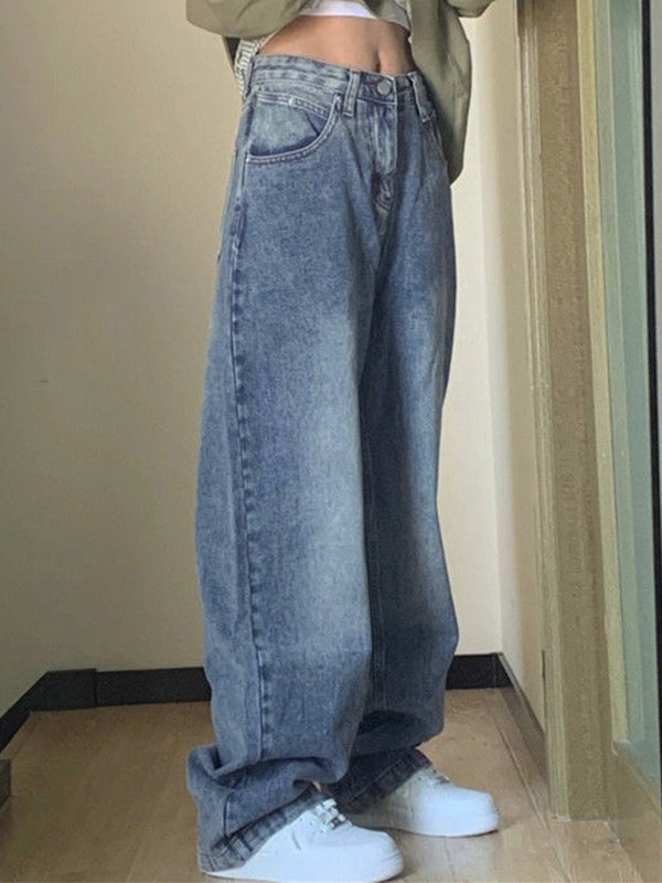 Pocket Design Blue Wash Boyfriend Jeans Boyfriend Jeans