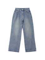 Pocket Design Blue Wash Boyfriend Jeans Boyfriend Jeans