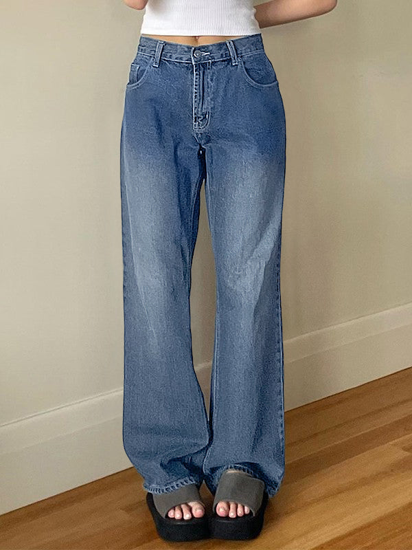 Washed Classic Denim Boyfriend Jeans Boyfriend Jeans