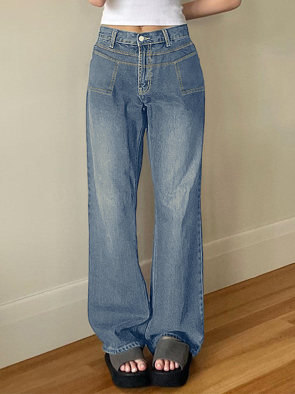 Washed Classic Denim Boyfriend Jeans Boyfriend Jeans