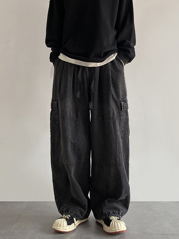 Men’s Vintage Loose Cargo Jeans Black / 2XL Cargo jeans Main image