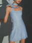 Metallic Halter Bodycon Mini Dress Blue / S Mini Dresses