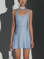 Metallic Halter Bodycon Mini Dress Mini Dresses