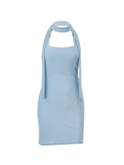 Metallic Halter Bodycon Mini Dress Mini Dresses