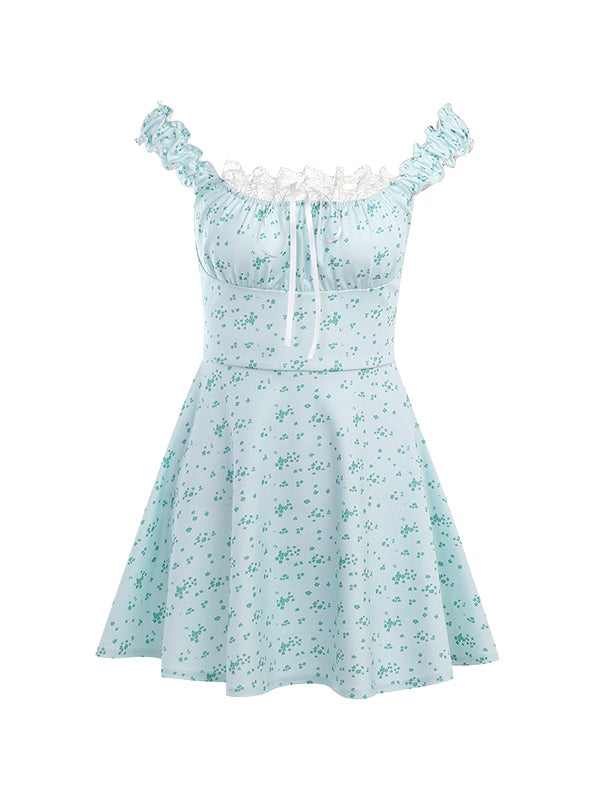 Lace Paneled Floral Mini Dress Mini Dresses