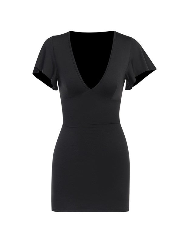 Ruffle Sleeve Bodycon Mini Dress Mini Dresses