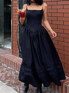 Lace Up Corset Black Maxi Dress Black / S Maxi Dresses