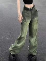 Vintage Wash Green 90s Boyfriend Jeans Boyfriend Jeans