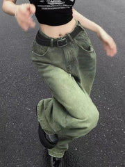 Vintage Wash Green 90s Boyfriend Jeans Boyfriend Jeans