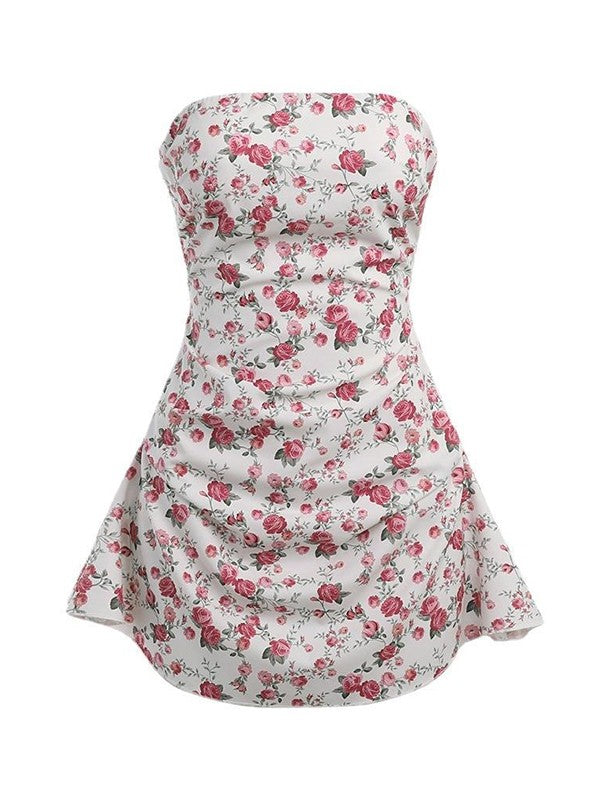 Strapless Floral Mini Dress Mini Dresses