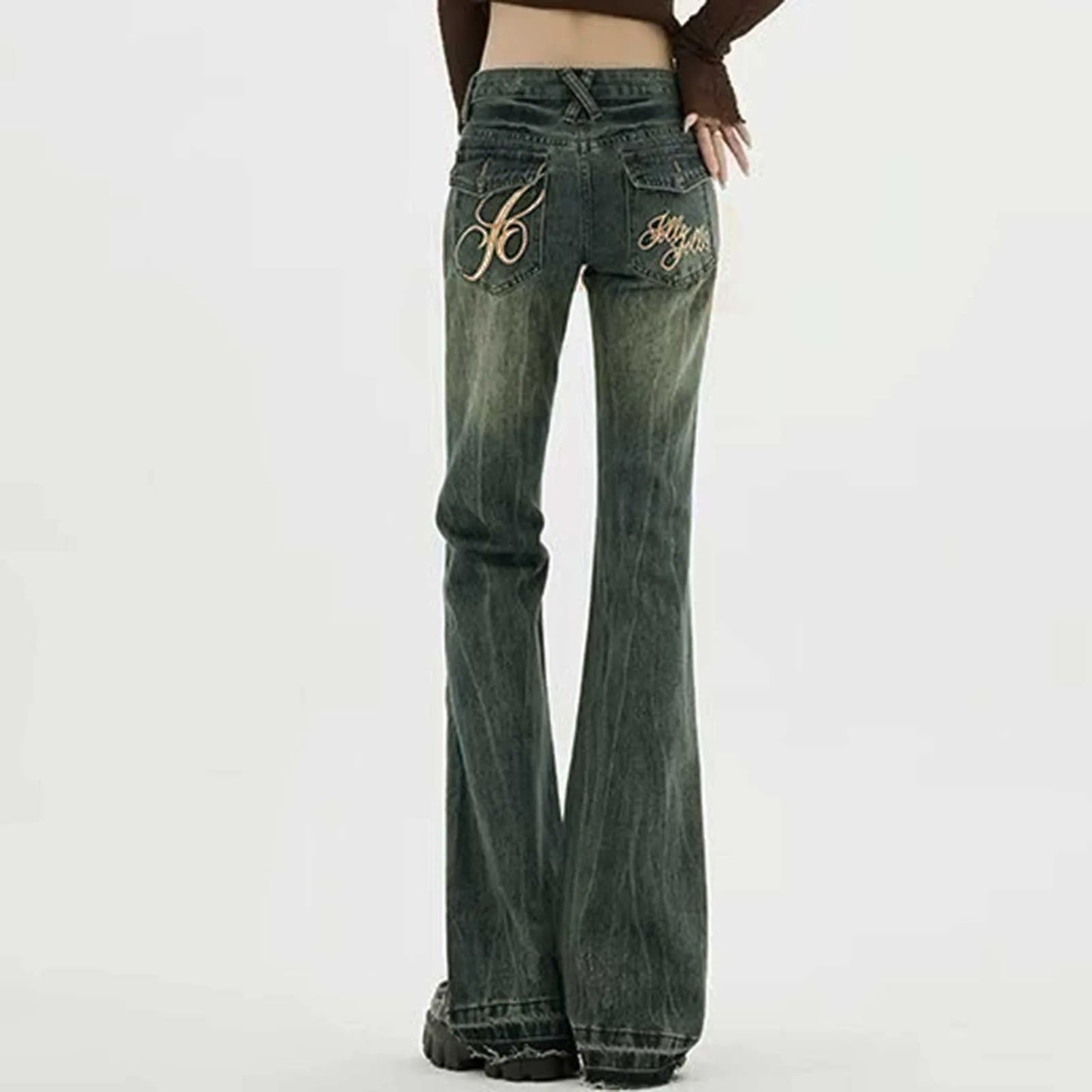 American Retro High Waist Cargo Streetwear Jeans