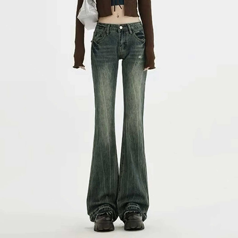 American Retro High Waist Cargo Streetwear Jeans Blue / S