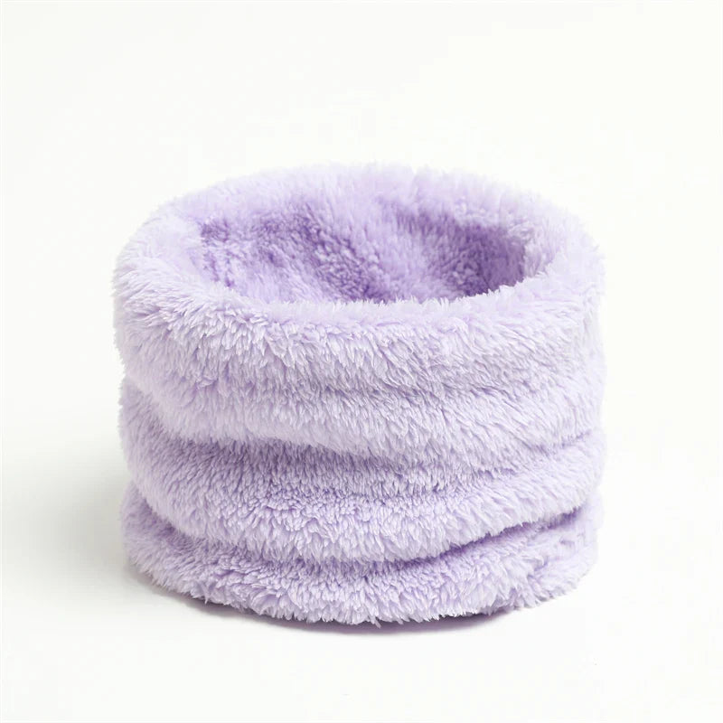 Cashmere Warm Color Ring Plush Thick Outdoor Sports Neckerchief Muffler Scarf Light Purple Scarfs-L