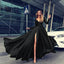 Cocktail For Women 2024 Classy Solid Color Long Sleeve V Neck Maxi Red Vintage Formal A Line Prom Dress Black / S