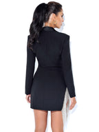 Freya Black Crystal Charming Fringe Blazer Dress L / US 10 12 Dresses