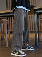 Men’s Lightning Embroidered Straight Jeans Straight leg jeans