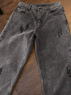 Men’s Lightning Embroidered Straight Jeans Straight leg jeans