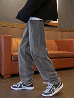 Men’s Lightning Embroidered Straight Jeans Straight leg jeans