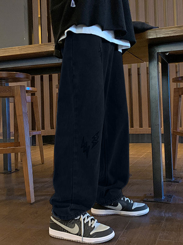 Men’s Lightning Embroidered Straight Jeans Straight leg jeans