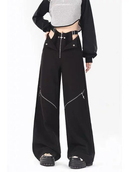 Casual Retro Black Cargo Pants for Halloween Gatherings