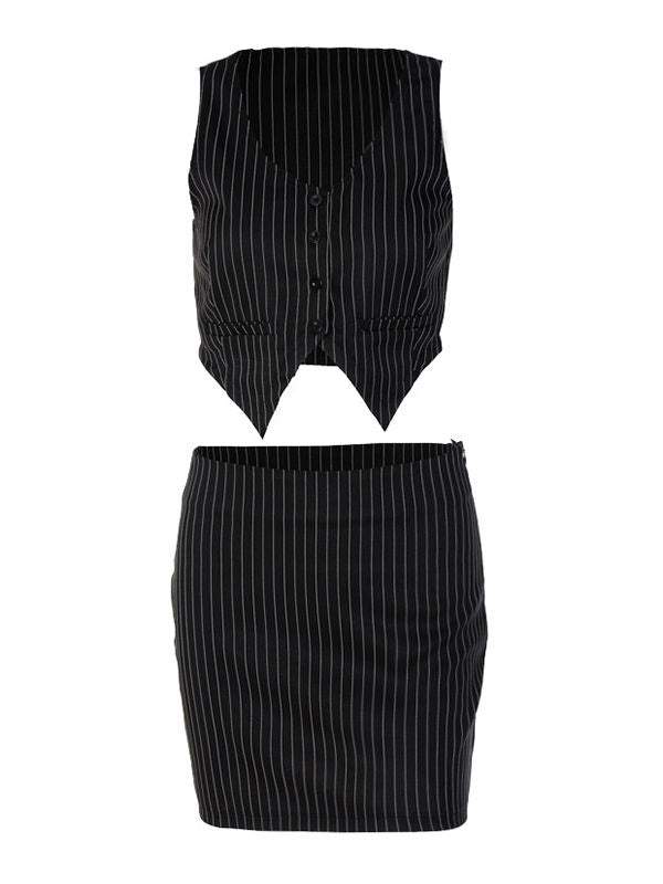 Pinstripe Detail Two Piece Set Two Piece Outfits