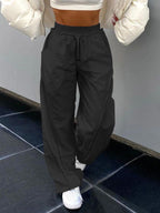 Pintuck Detail Straight Leg Pants Black / S Straight Leg Pants