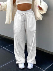 Pintuck Detail Straight Leg Pants Straight Leg Pants