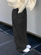 Pintuck Detail Straight Leg Pants Straight Leg Pants