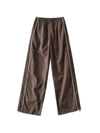 Piping Detail Wide Leg Track Pants Wide Leg Pants