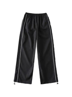 Piping Detail Wide Leg Track Pants Wide Leg Pants