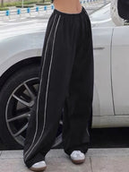 Piping Detail Wide Leg Track Pants Wide Leg Pants