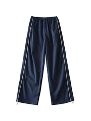 Piping Detail Wide Leg Track Pants Wide Leg Pants