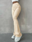 Stretchy Ribbed Flare Leg Pants Apricot / S Flare Leg Pants