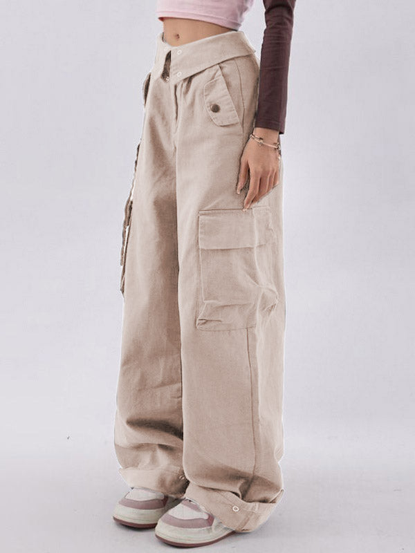 Buttoned High Waisted Cargo Pants Cargo Pants