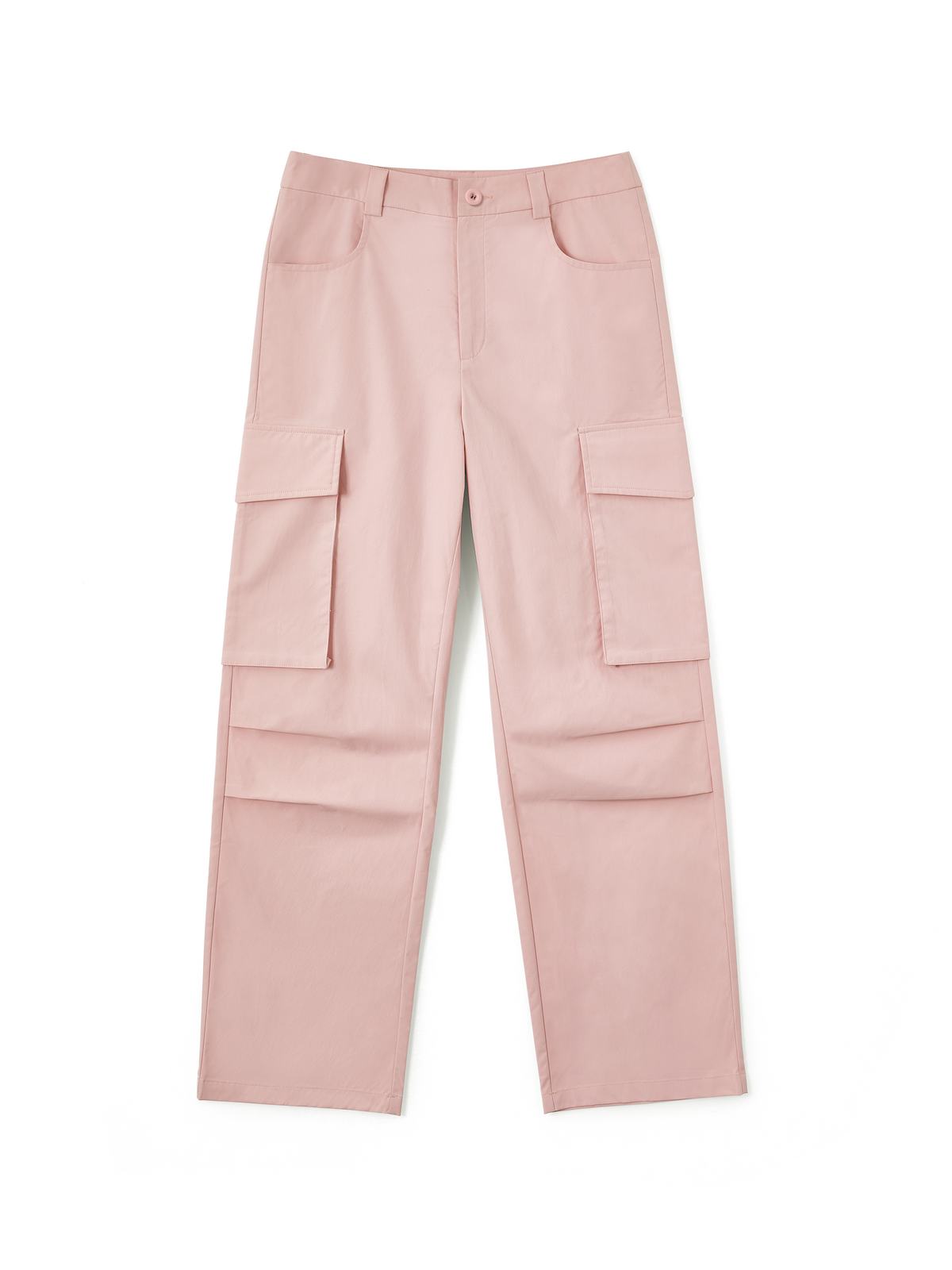Ruched Pink Straight Leg Cargo Pants Cargo Pants