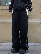 Men’s Contrast Paneled Loose Parachute Pants Wide Leg Pants