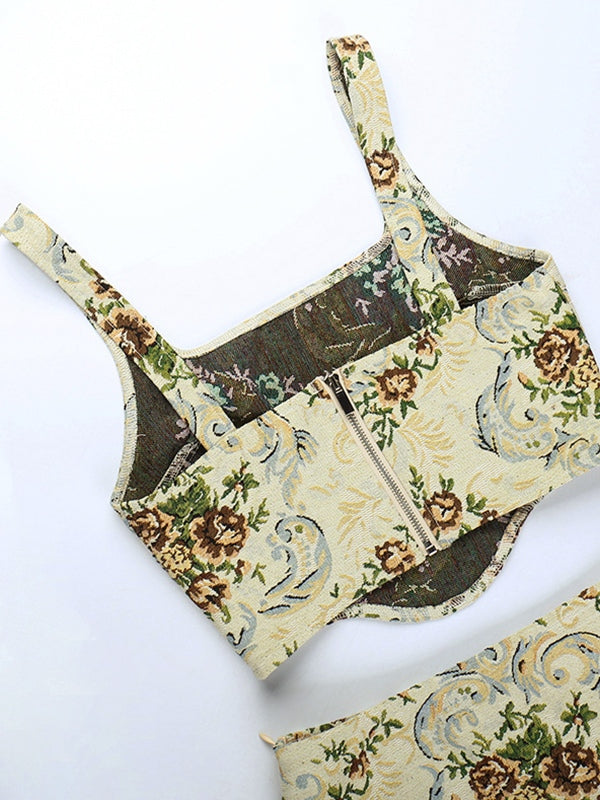 Jacquard Corset Top & Mini Skirt Set Two Piece Outfits