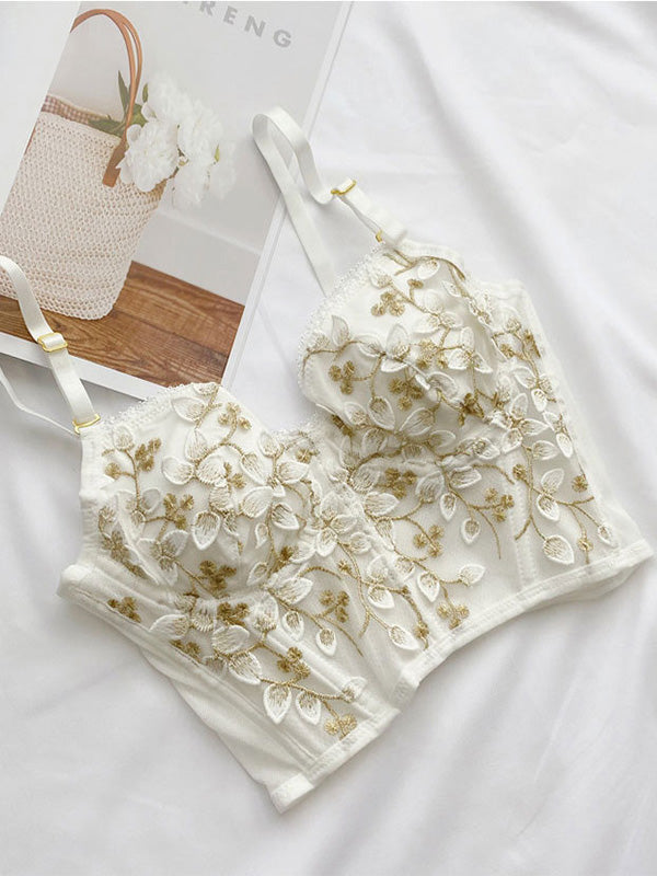 Vintage Lace Embroidery Bustier White / S Corset Top Main image