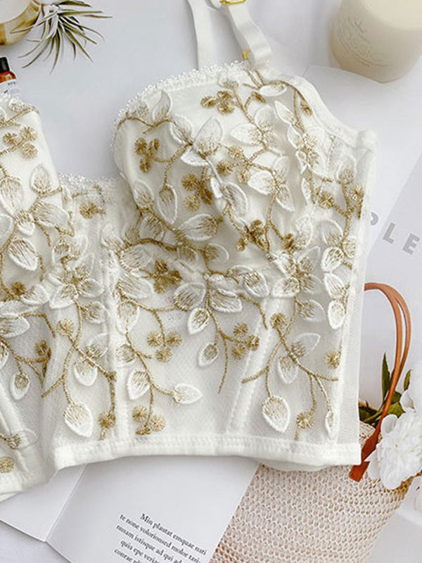 Vintage Lace Embroidery Bustier Corset Top